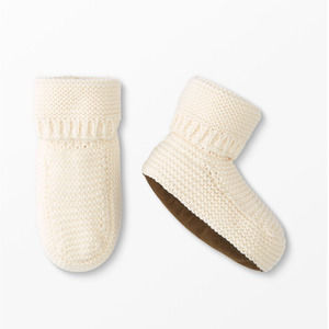 Hanna Anderson Baby Handknit Bootie Organic Cotton Cream New 2/4  Shoe‎ Size